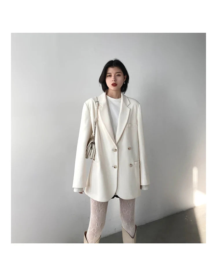CHIC VEN 2021 Fashion Women's Blazer Office Lady Long Sleeve Double-breasted Mid-length Casual Coat Ladies Outerwear Stylish Top