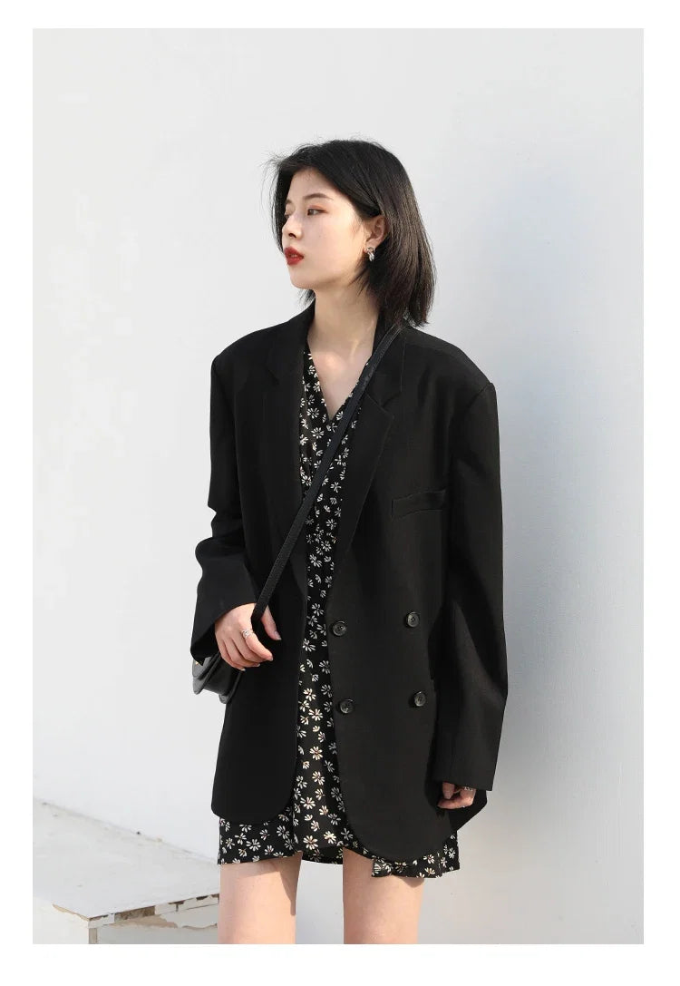CHIC VEN 2021 Fashion Women's Blazer Office Lady Long Sleeve Double-breasted Mid-length Casual Coat Ladies Outerwear Stylish Top