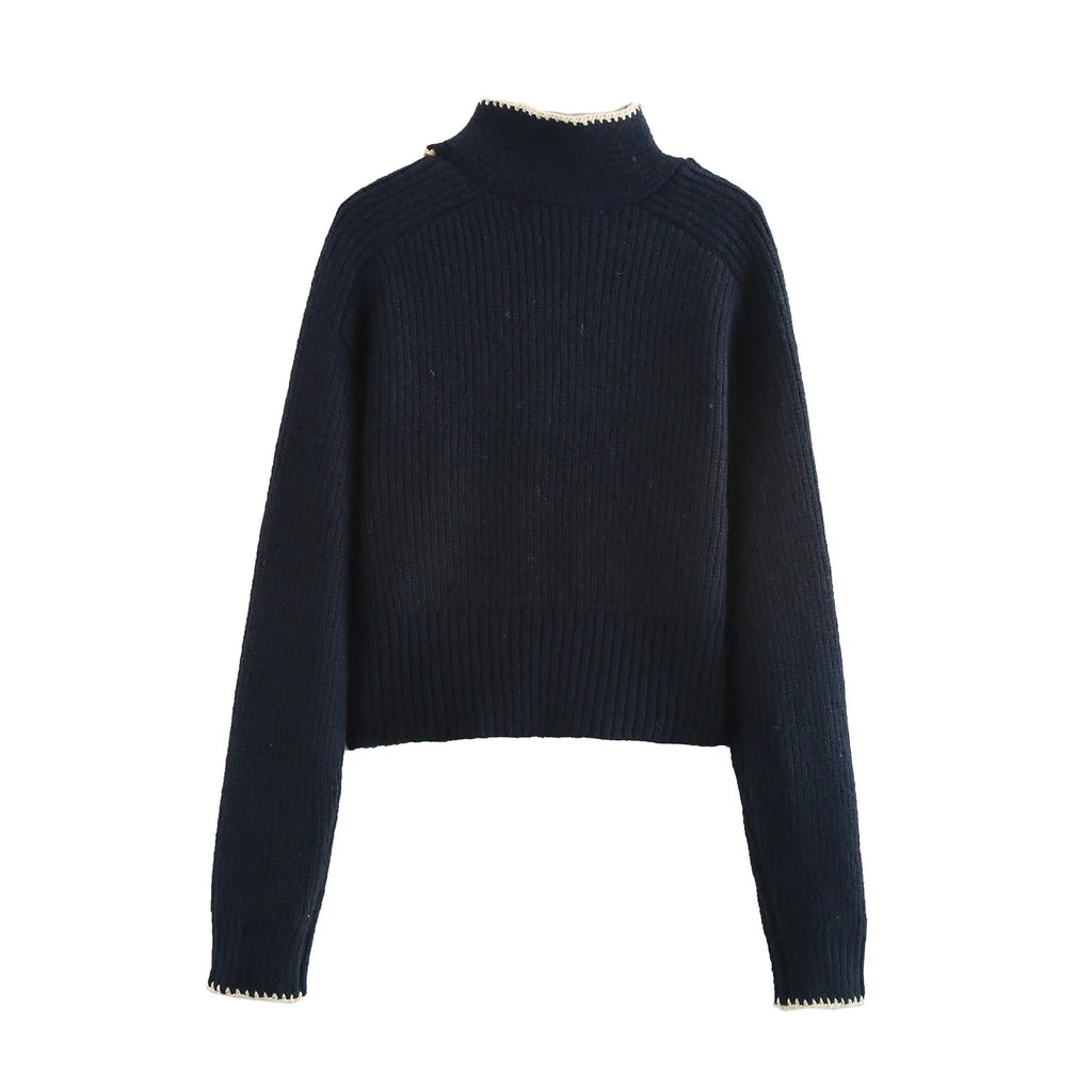 YENKYE High Neck With Bow Knit Pullover Women Long Sleeve Spring 2026 Elegant Sweater Chic Lady Tops