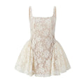 REDDACHiC Medieval Retro Women's Mini Dress Lace Floral Tank Square Neck Puffy Desire One-piece Graduation Party Summer Clothes
