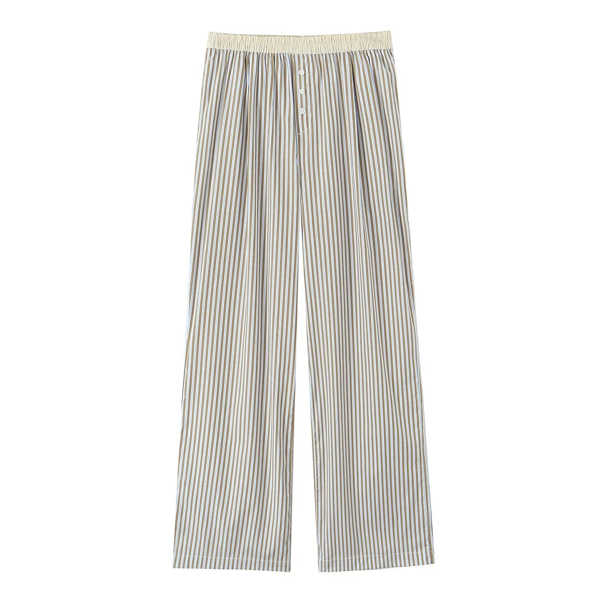 YENKYE Europe And America Striped Wide Leg Pants Women Vintage Elastic High Waist Casual Summer Trousers Female pantalones