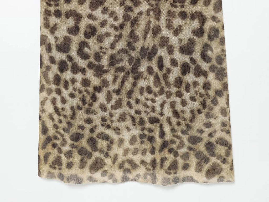 VANA LEOPARD MESH DRESS