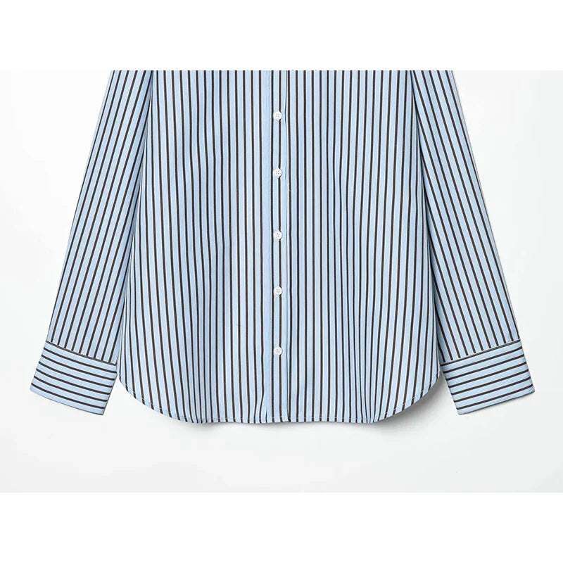 YENKYE New 2026 Striped Loose Shirt Women Front Button Long Sleeve Lapel Collar Casual Spring Shirts