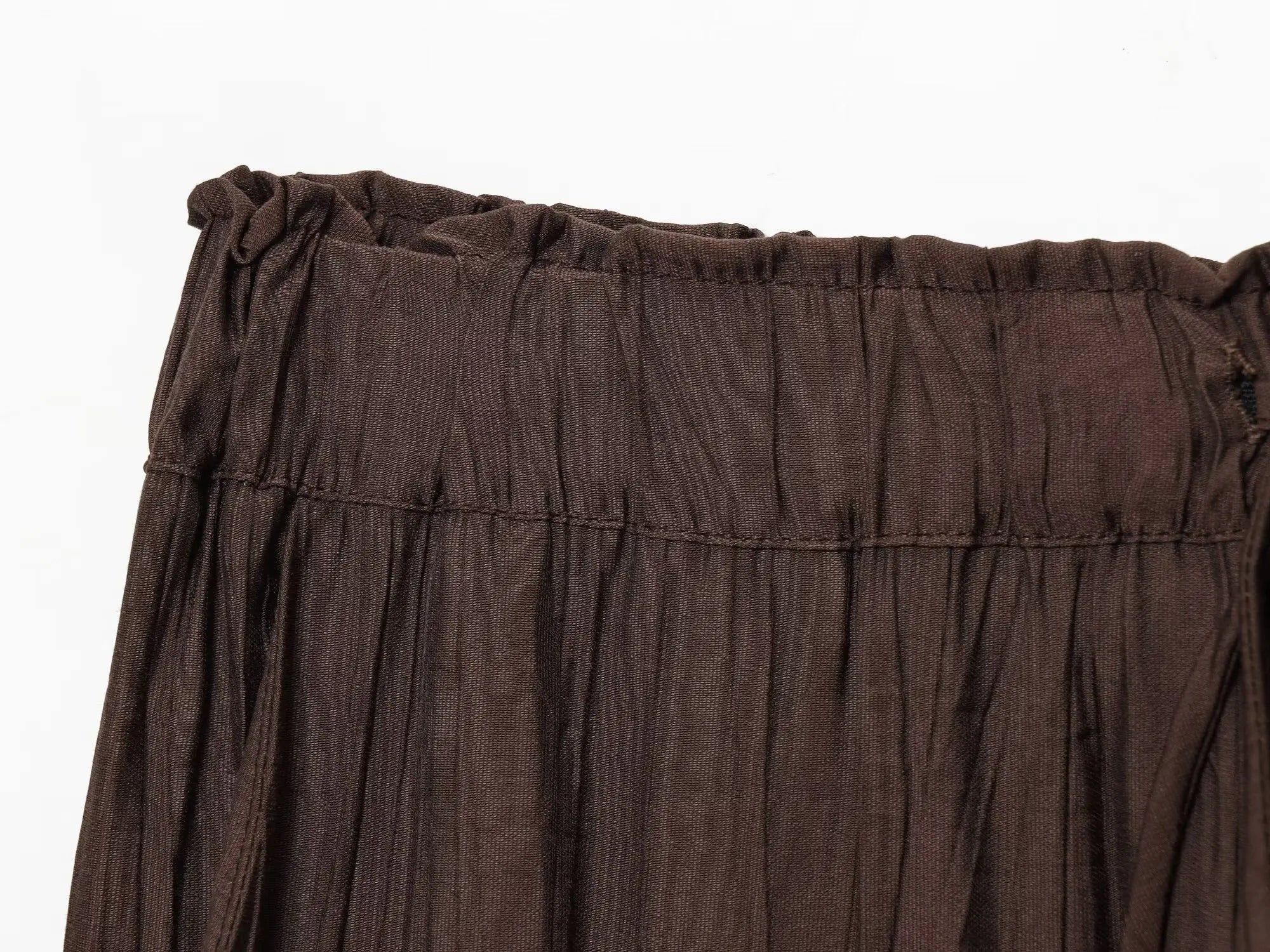 YENKYE Drawstring Elastic High Waist Brown Wide Leg Pants For Women Casual Loose Trousers pantalones de mujer