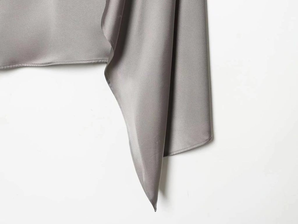 YENKYE New 2026 Women Shawl Design Satin Blouse Long Sleeve Spring High Street Elegant Tops