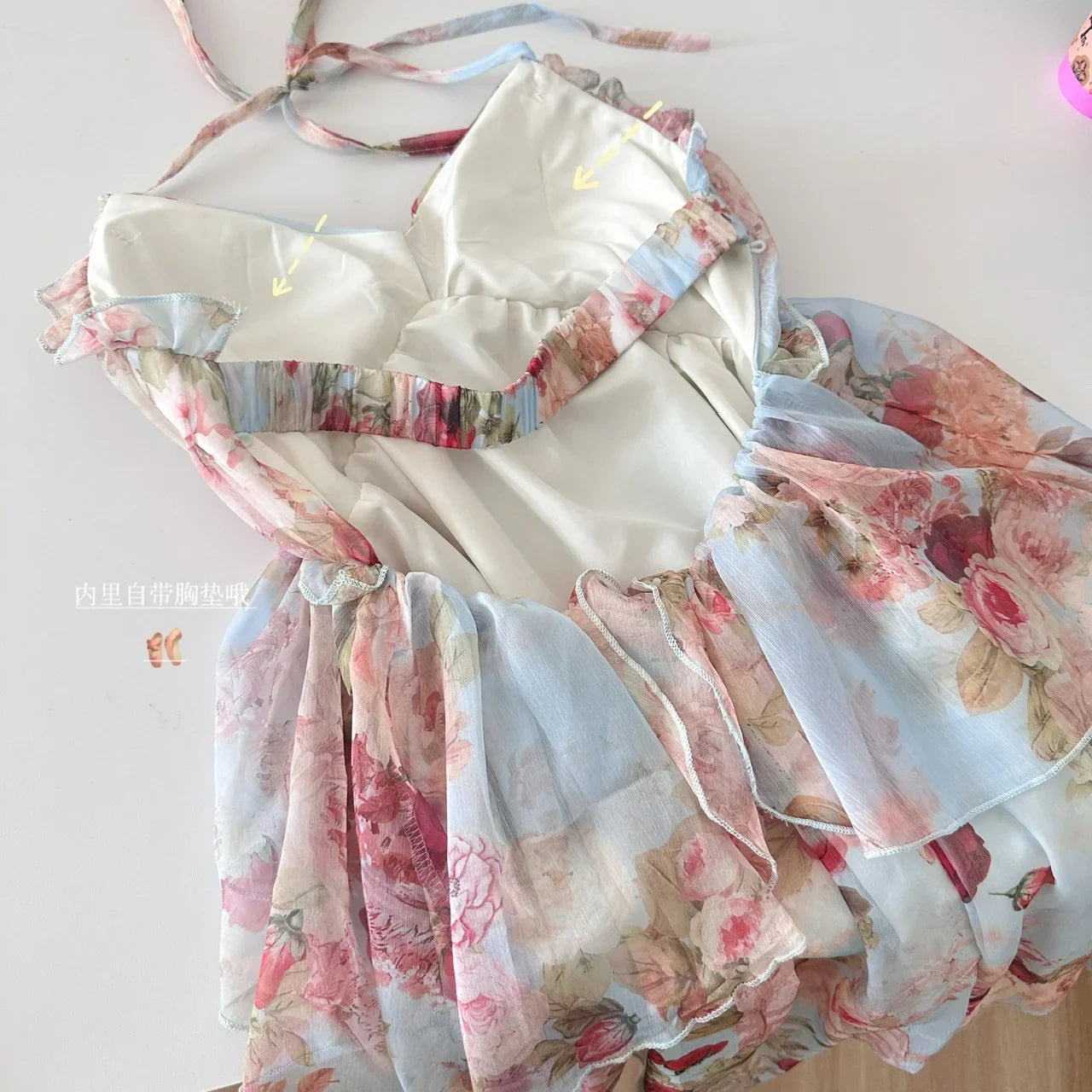 Summer French Vintage Mini Fairy Chiffon Floral Lantern Sleeve Dress Women Mori Romantic Frock Evening Court One-Piece Gyaru New