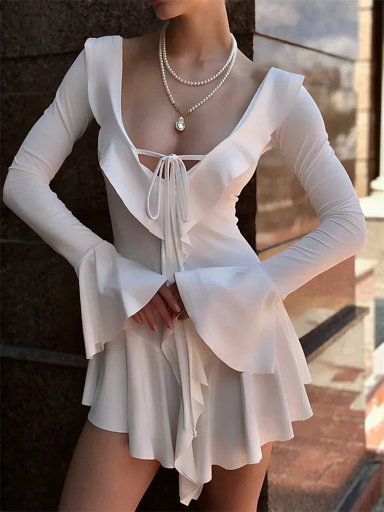 EVARI RUFFLE MINI DRESS