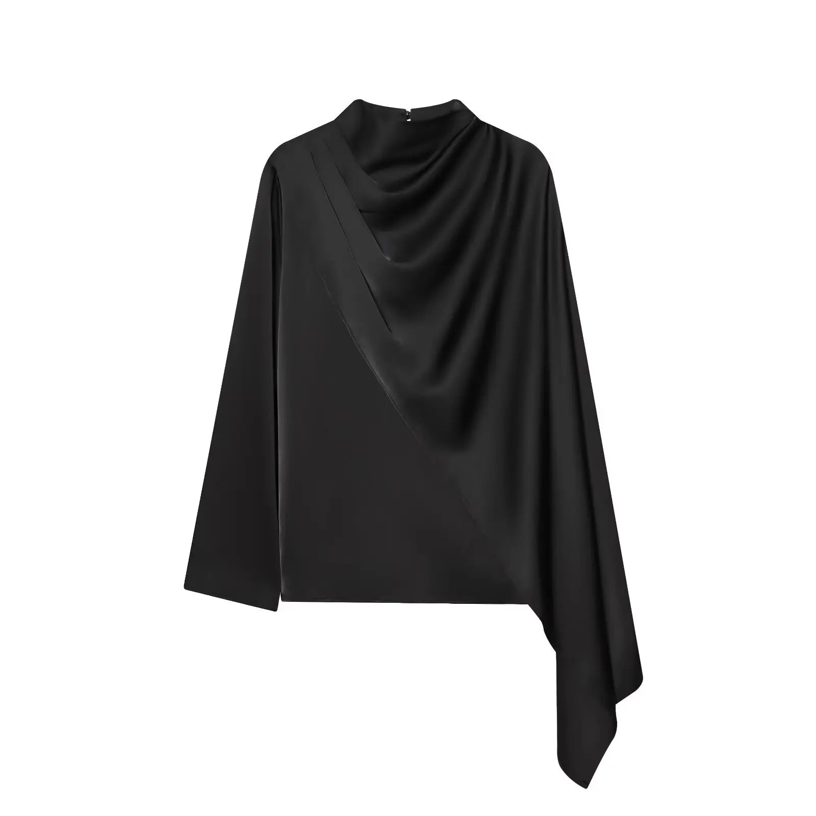 YENKYE New 2026 Women Shawl Design Satin Blouse Long Sleeve Spring High Street Elegant Tops