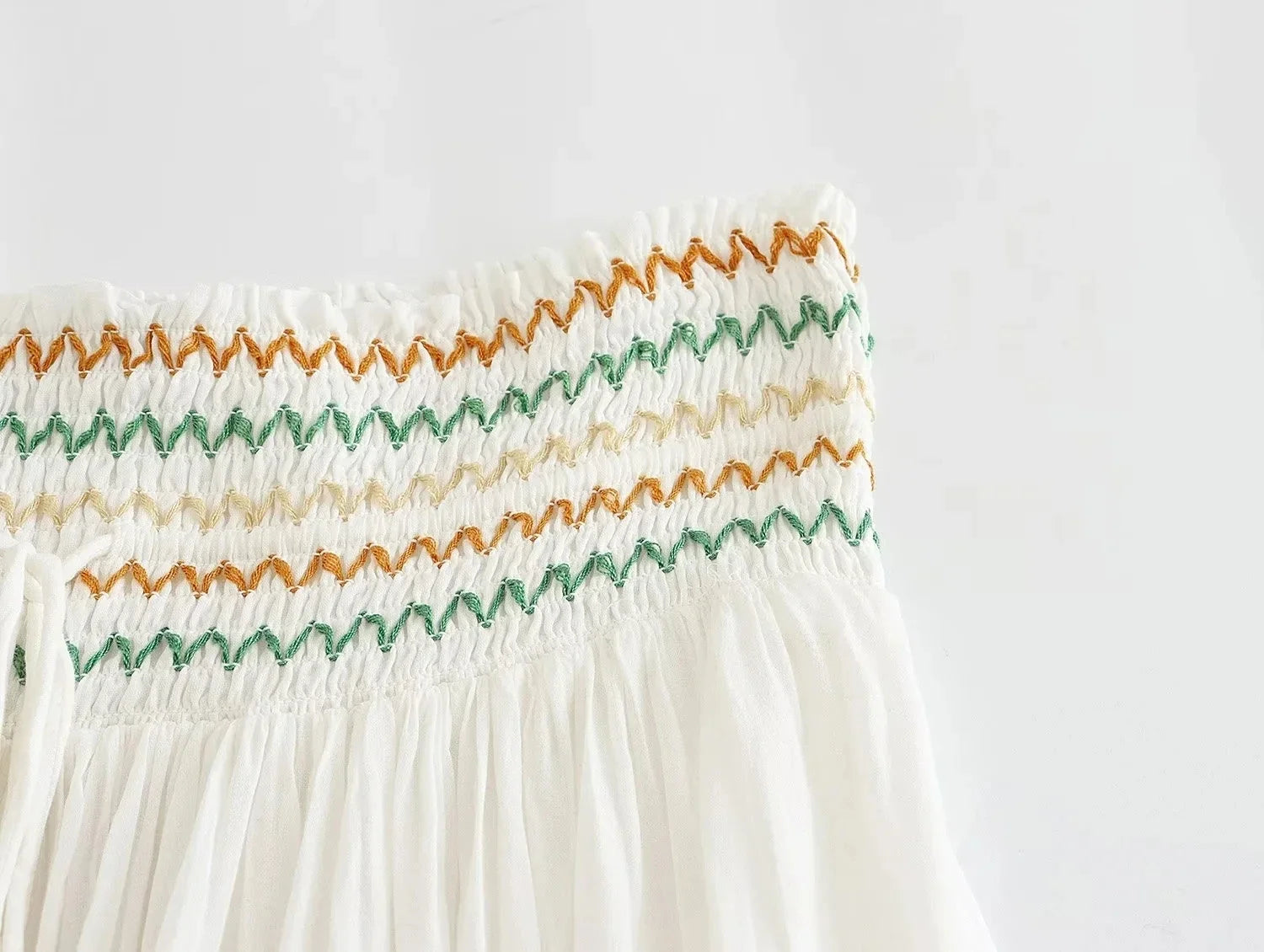 Foridol Marine Organism Embroidery Batwing Sleeve Summer Spring Maxi Skirt Set Cotton White Tassle Dress Set Outfits Button Suit