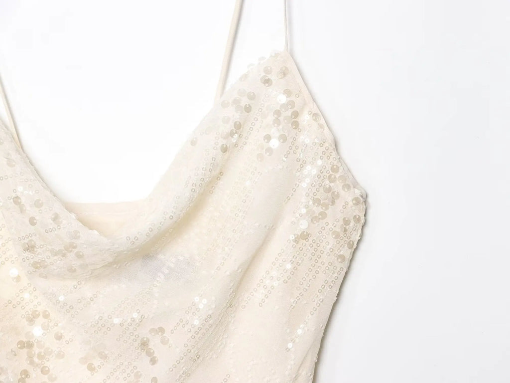 LELI SEQUIN RUFFLE MINI DRESS