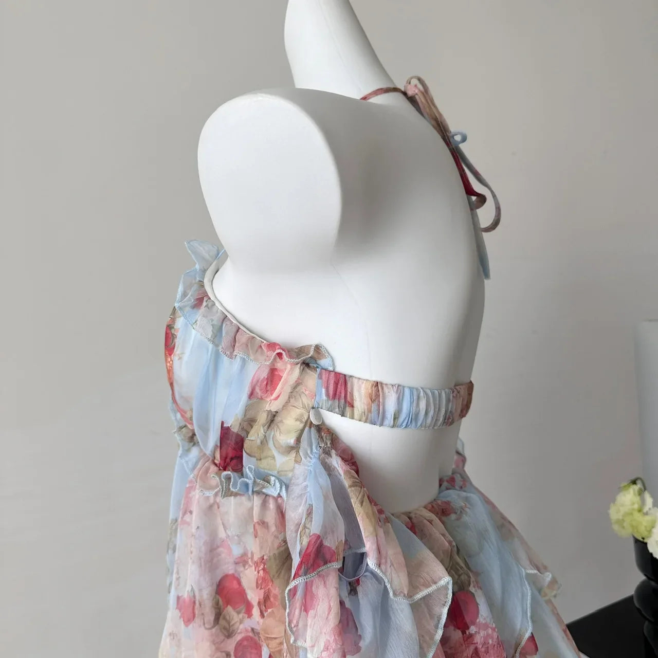 Summer French Vintage Mini Fairy Chiffon Floral Lantern Sleeve Dress Women Mori Romantic Frock Evening Court One-Piece Gyaru New