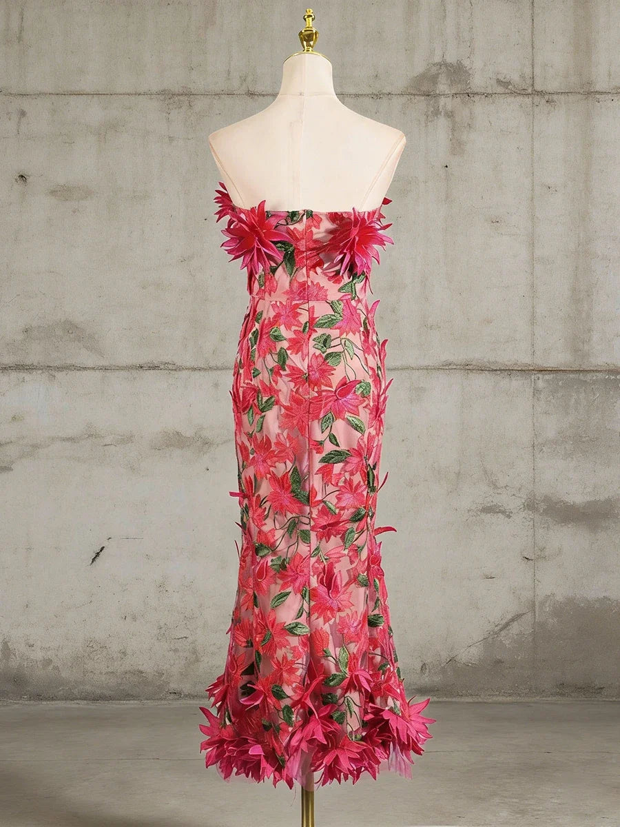 VGH Slimming Sexy Cintage Spliced Appliques Long Dresses For Women Square Collar Sleeveless High Waist Summer Chic Dress Female
