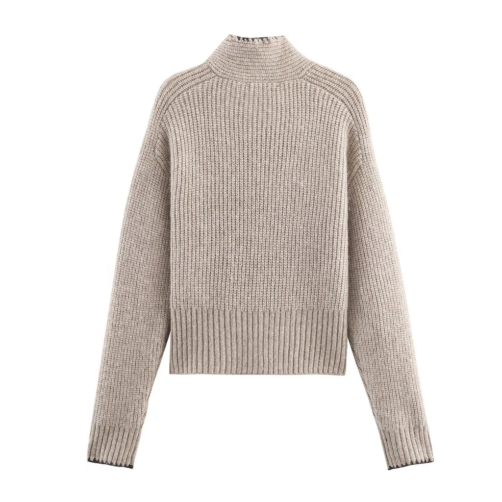 YENKYE High Neck With Bow Knit Pullover Women Long Sleeve Spring 2026 Elegant Sweater Chic Lady Tops