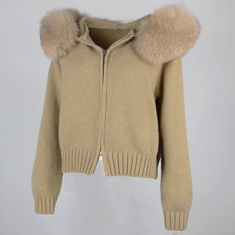 ANAES FOX FUR CARDIGAN JACKET