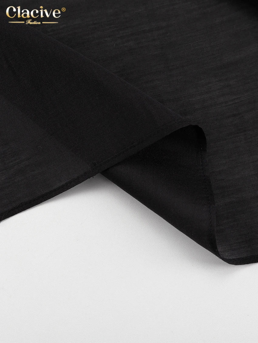 Clacive Fashion Loose Balck Women Skirt Casual High Waist Ankle Length Skirts Elegant Classic Mesh Spliced Skirt Female Clothing