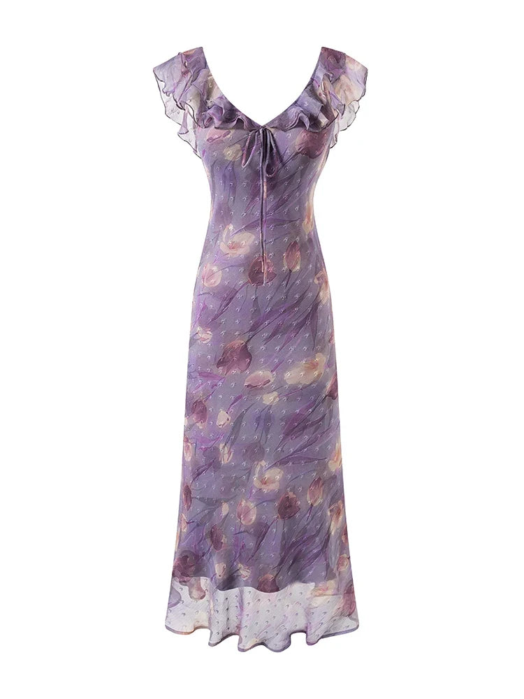 MASIA RUFFLE MIDI DRESS