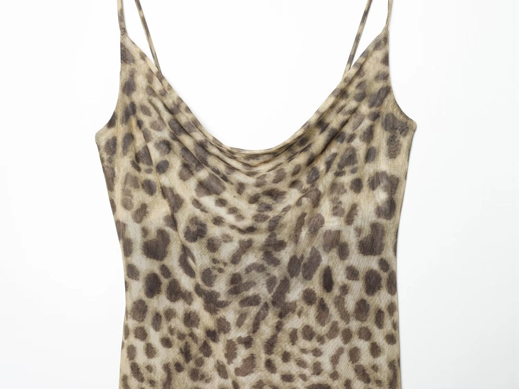 VANA LEOPARD MESH DRESS