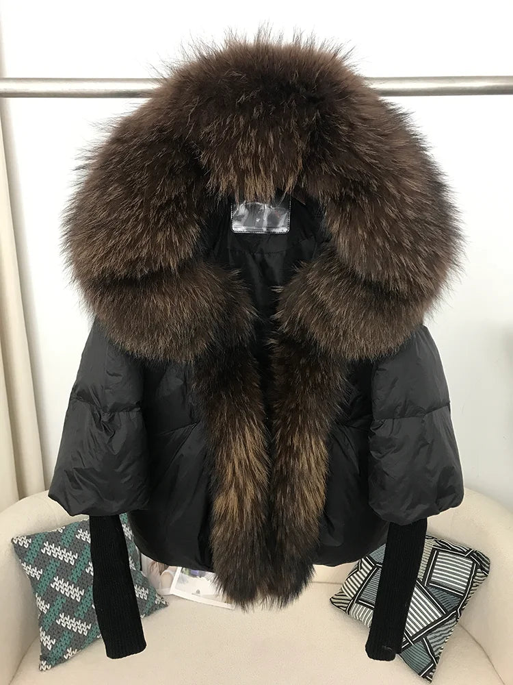 OFTBUY 2023 Real Fox Fur Collar Hooded Winter Jacket Women Natural Thick Warm Loose Oversize Duck Down Coat Streetwear Outerwear