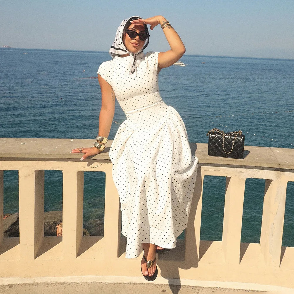 RAIA POLKA DOT MAXI DRESS