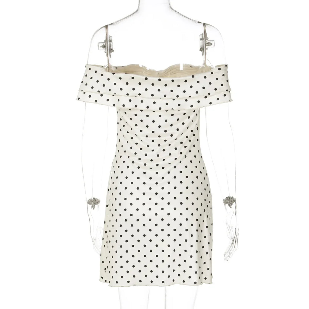 Tossy Fashion Summer Bandeau Dress Women Backless Printed Slim Commute Elegant Twist Party Dress Female Off-Shoulder Mini Dress
