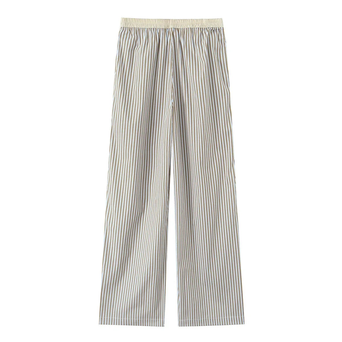 YENKYE Europe And America Striped Wide Leg Pants Women Vintage Elastic High Waist Casual Summer Trousers Female pantalones