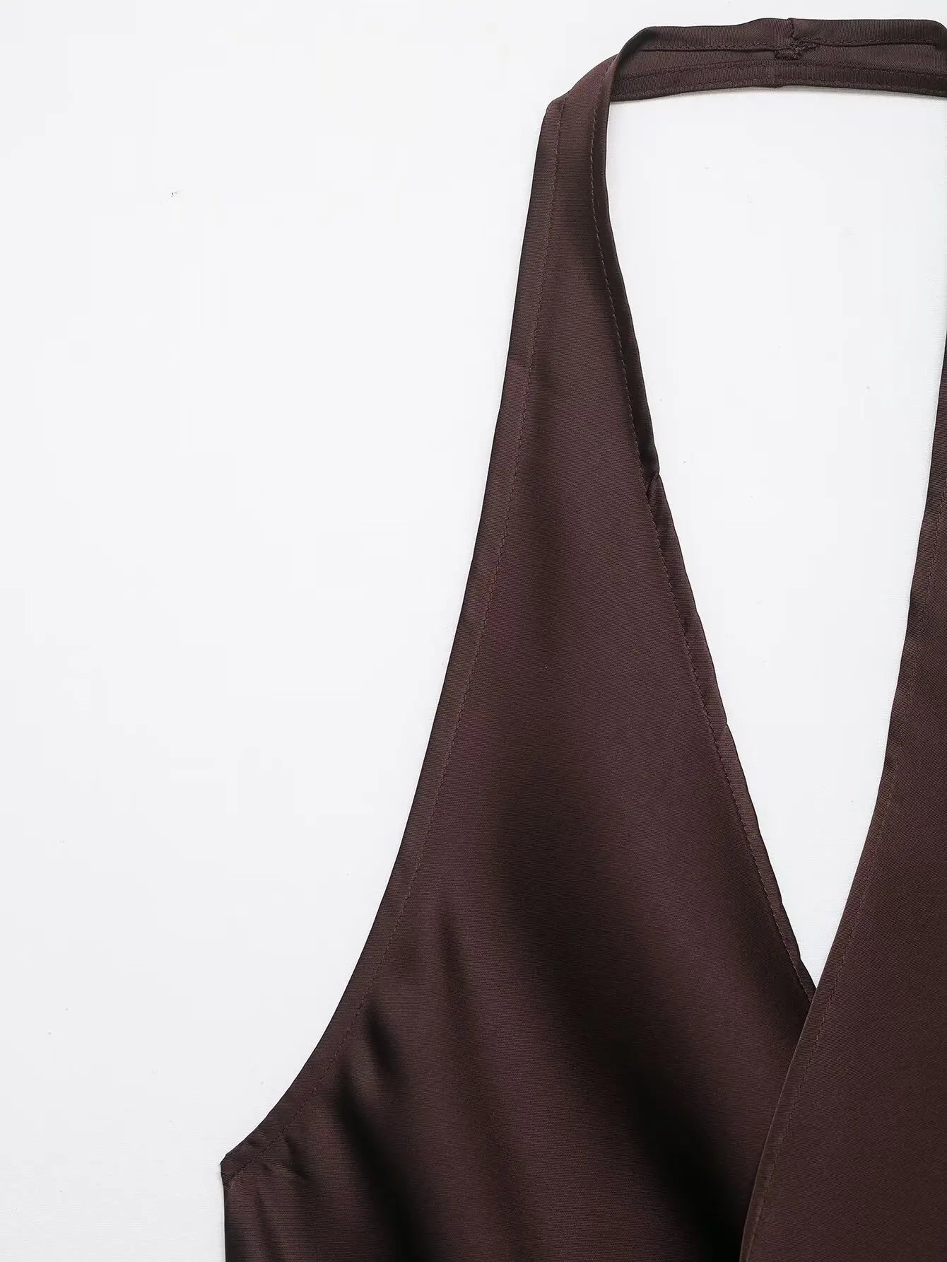 4 colors Sexy Ruched Cross Front Satin Halter Tank Top Women One Button Side Asymmetric Camisole Camis Crop Tee Brown Lavender