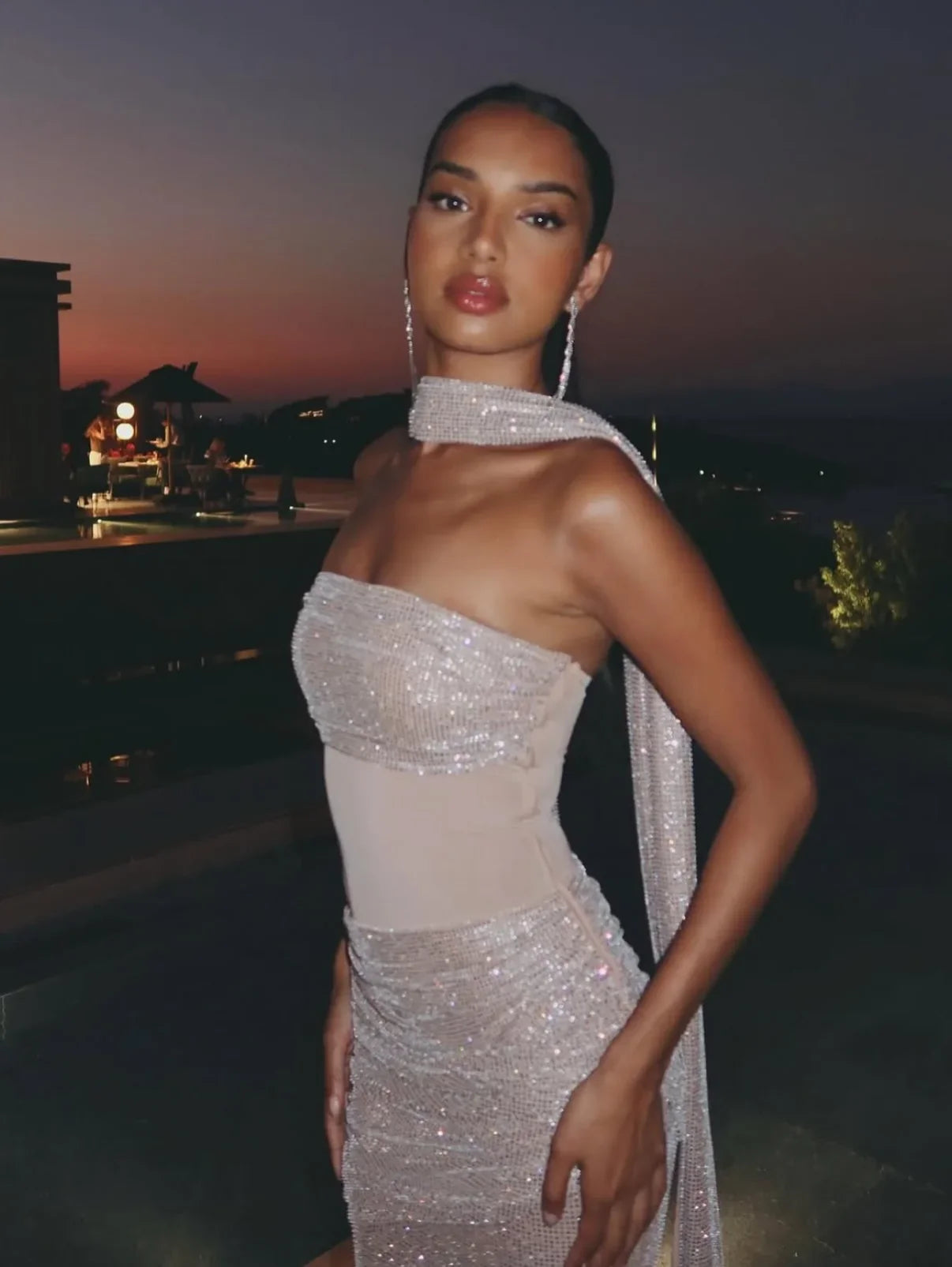 NADIA CRYSTAL MESH DRESS