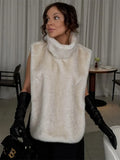 HARLI FAUX FUR TURTLENECK VEST