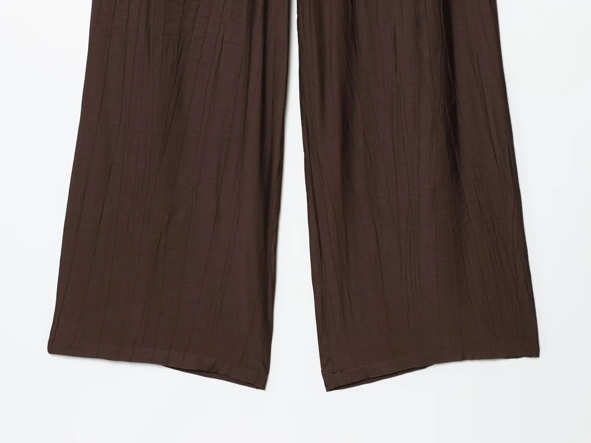 YENKYE Drawstring Elastic High Waist Brown Wide Leg Pants For Women Casual Loose Trousers pantalones de mujer