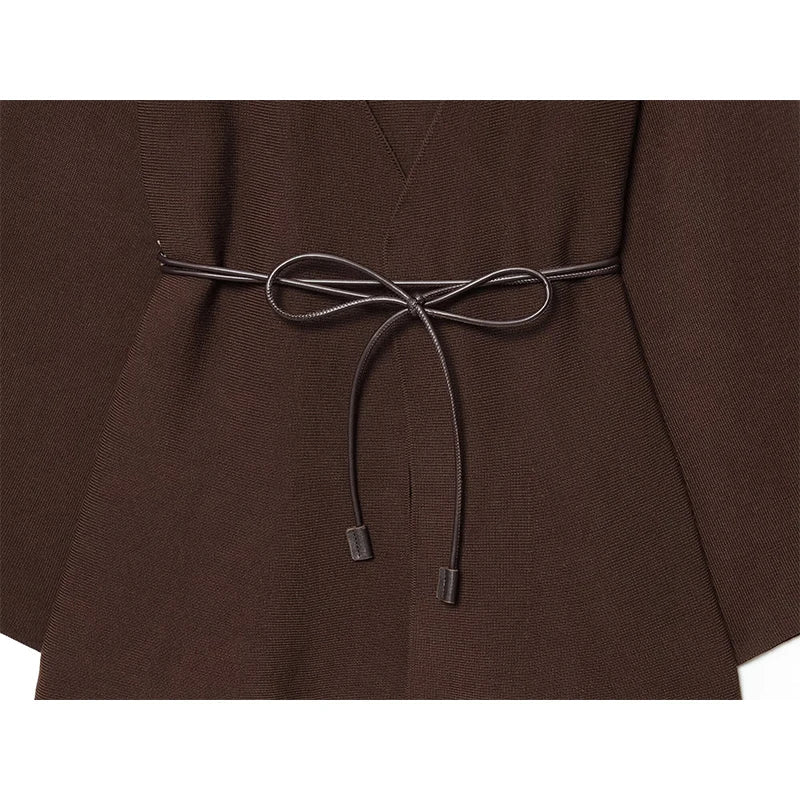YENKYE 2025 Women With Belt Elegant Knitted Cardigan Cross V Neck Long Sleeve Commute Autumn Outerwear