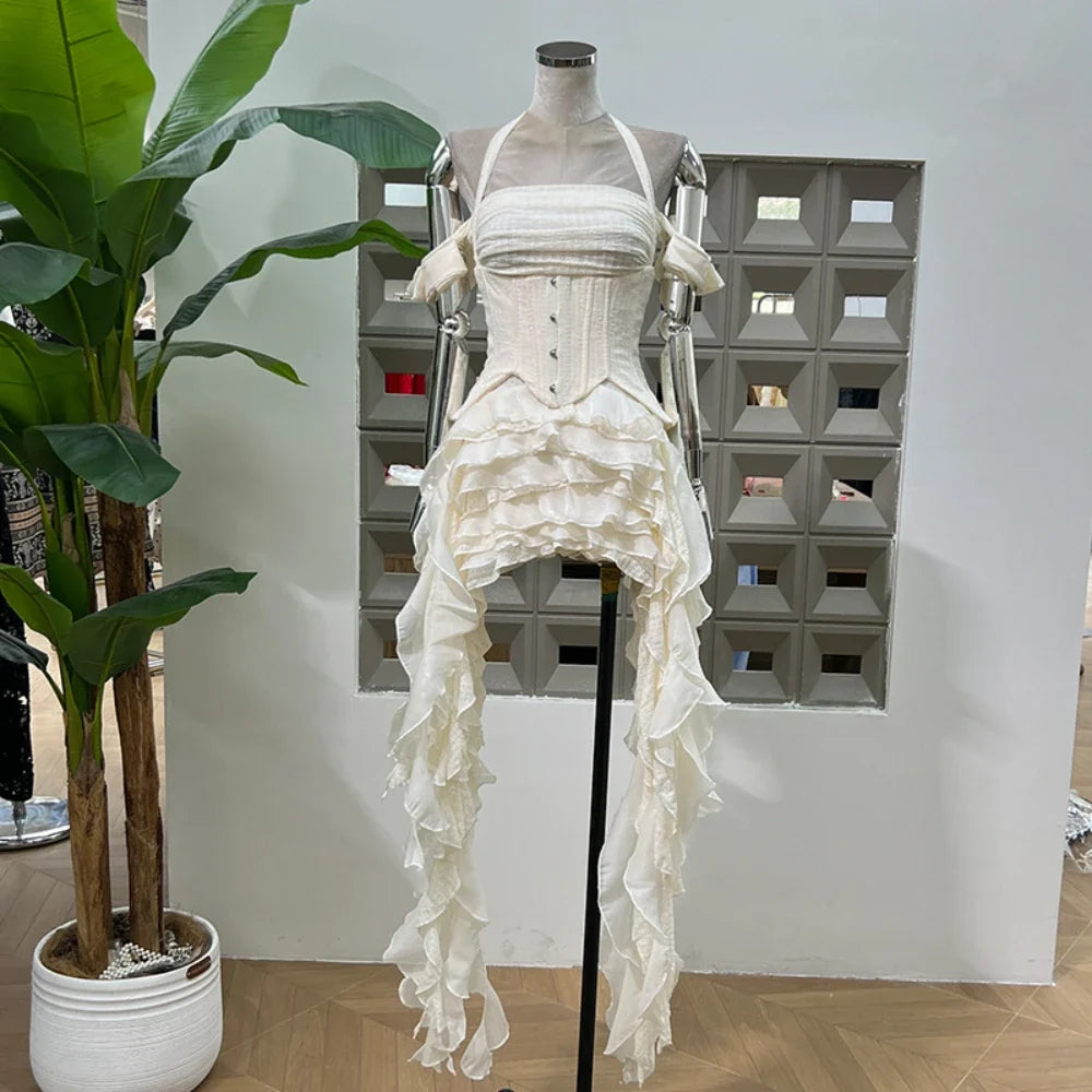 Hot Women Celebrity Sexy Halter Top Skirt Three Pieces Sets With Shorts Birthday Evening Party Design Outfit 2025 New Fashion