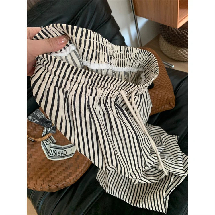 Striped Pants For Women In Summer Loose Slim Casual Wide Leg Straight Leg Long Pants