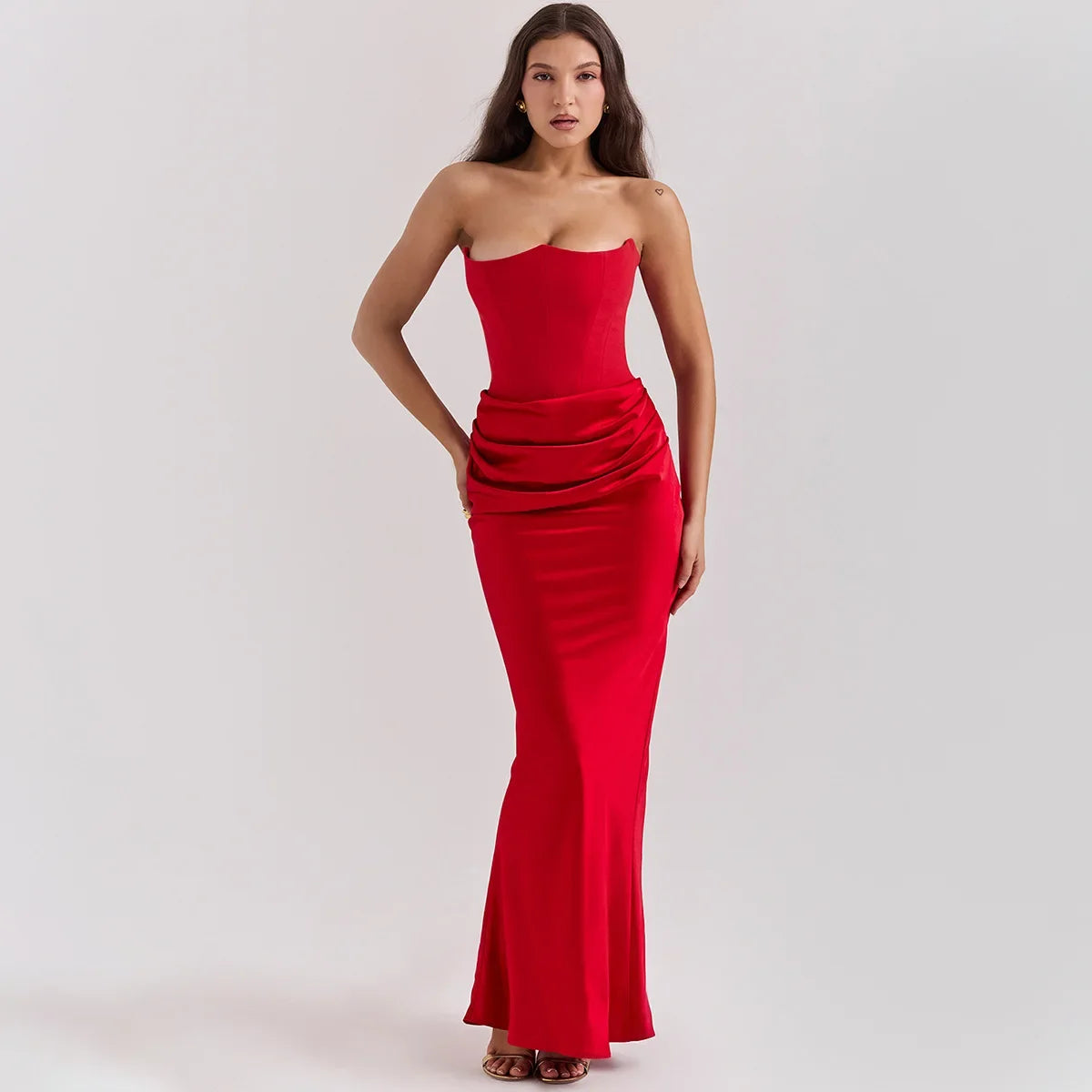 Dropshipping  Black Maxi Wedding Guest Dress Women Strapless Velvet Boning Corset Party Dress Sexy  Long Formal Occasion Dress