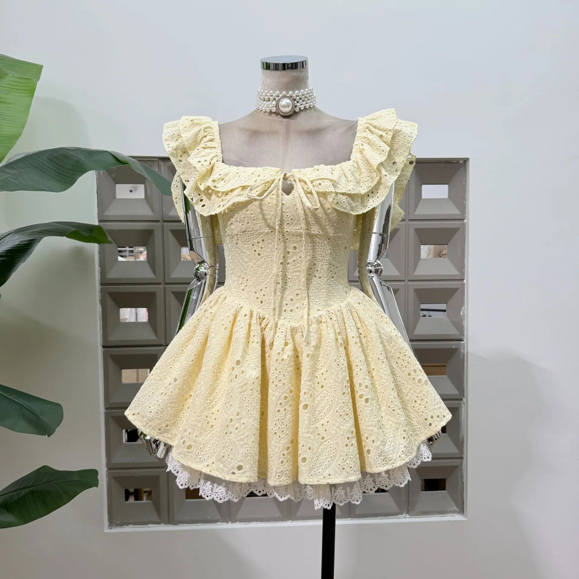 New Dresses For Women Eyelet Embroidery Corset Dress Ruffle Off Shoulder Tie Waist Summer Party Gowns Outfit With Shorts Vestido