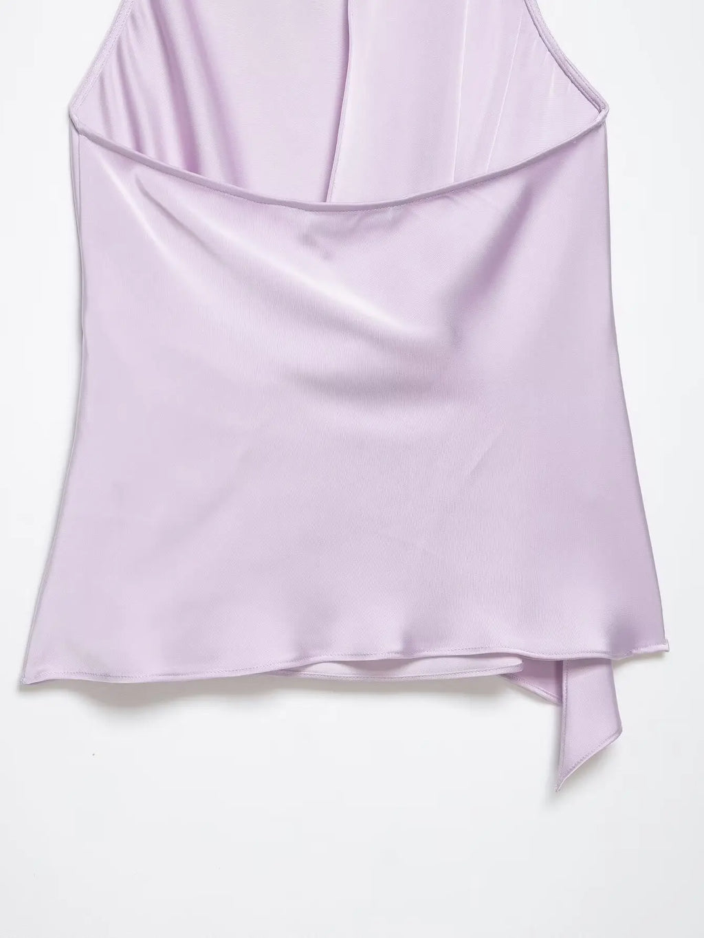 4 colors Sexy Ruched Cross Front Satin Halter Tank Top Women One Button Side Asymmetric Camisole Camis Crop Tee Brown Lavender