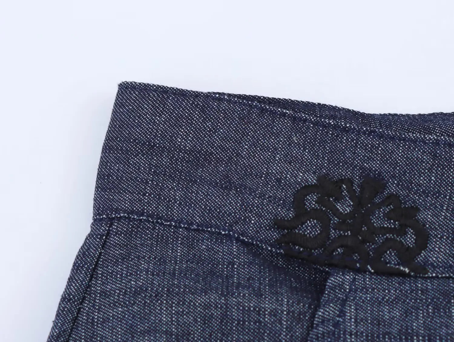 YENKYE New 2025 Women High Waist Embroidery Wide Leg Pants Patch Pockets Vintage Casual Female Trousers pantalones de mujer