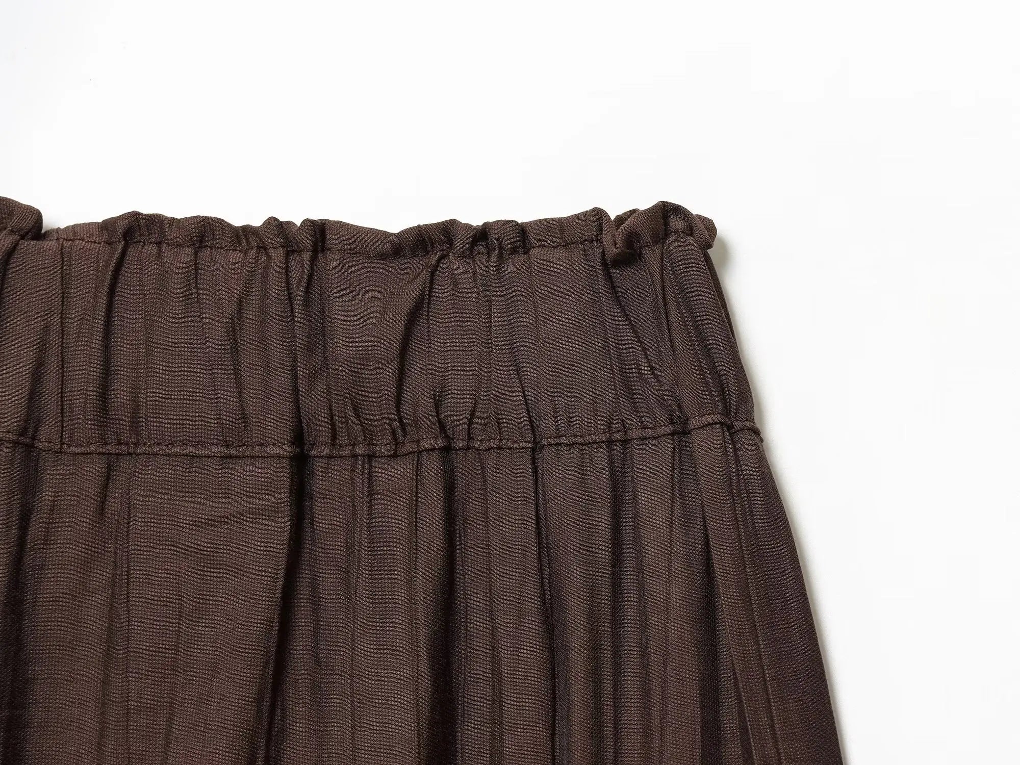 YENKYE Drawstring Elastic High Waist Brown Wide Leg Pants For Women Casual Loose Trousers pantalones de mujer