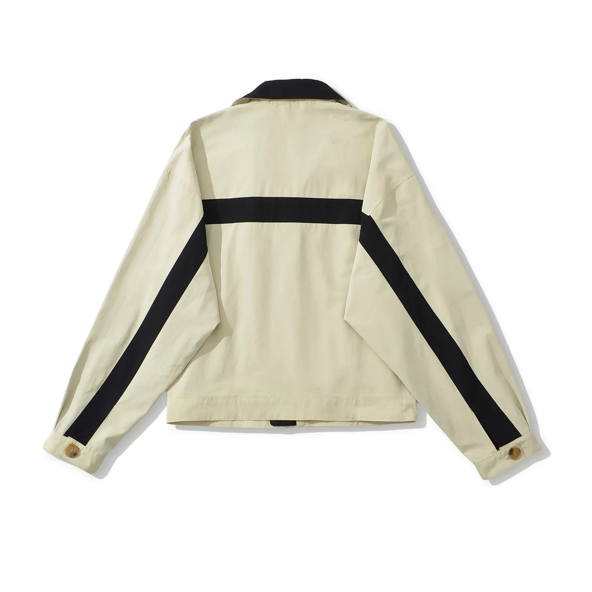 Autumn Contrast Color Zip Up High Collar Strip Safari Jackets Long Sleeve Windbreak Coat Loose Charge Outdoors Sports Outerwear