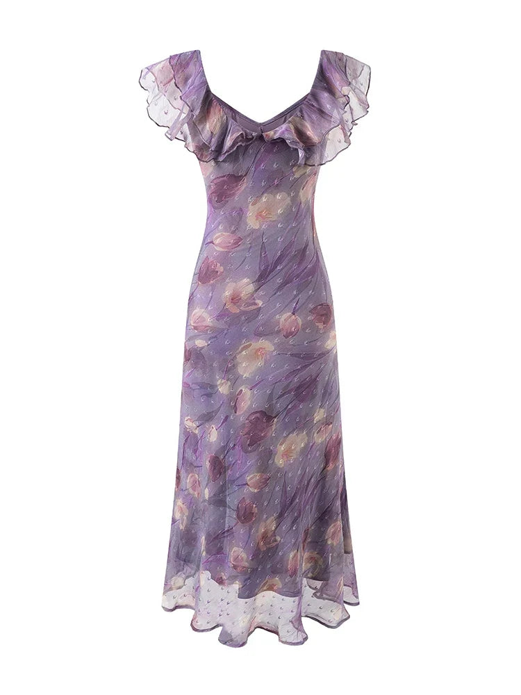 MASIA RUFFLE MIDI DRESS