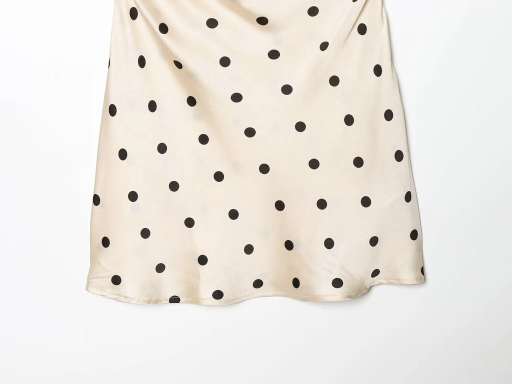 YENKYE Women's Satin Halter Neck Polka Dot Mini Dress Ruched Waist Sexy Backless Cocktail Party Dresses