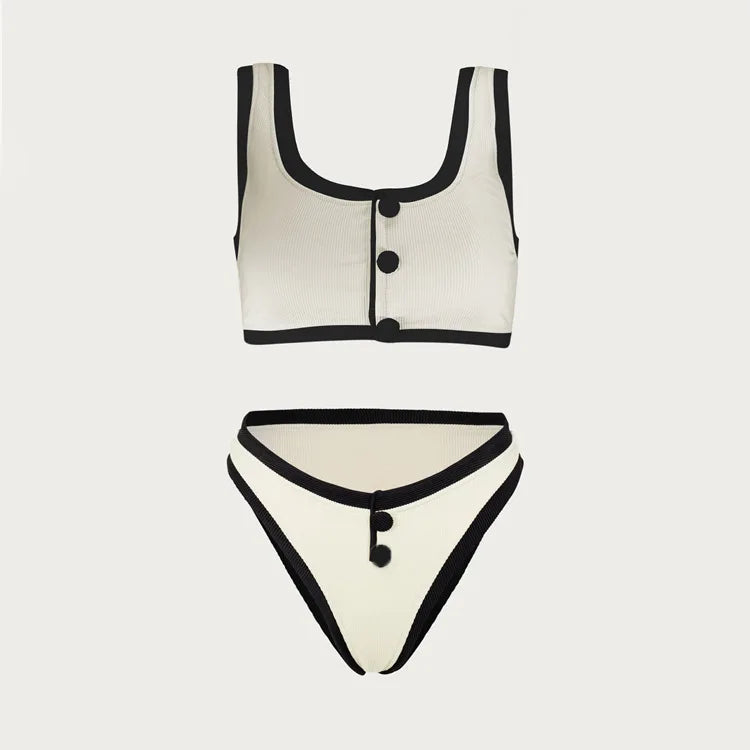 Woman Swimwear 2024 High Waist Bikinis Shorts Women's Swimsuit Luxury Ribbed Two-piece Bathing Suits Summer Bikini Set Swim Suit