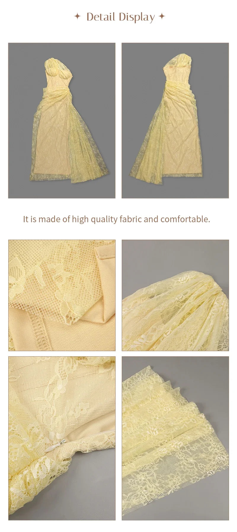 VC 2026 Yellow One Shoulder Corset Lace Maxi Dress For Women Side Ruched High Slit Wedding Guest Bridesmaid Formal Dress