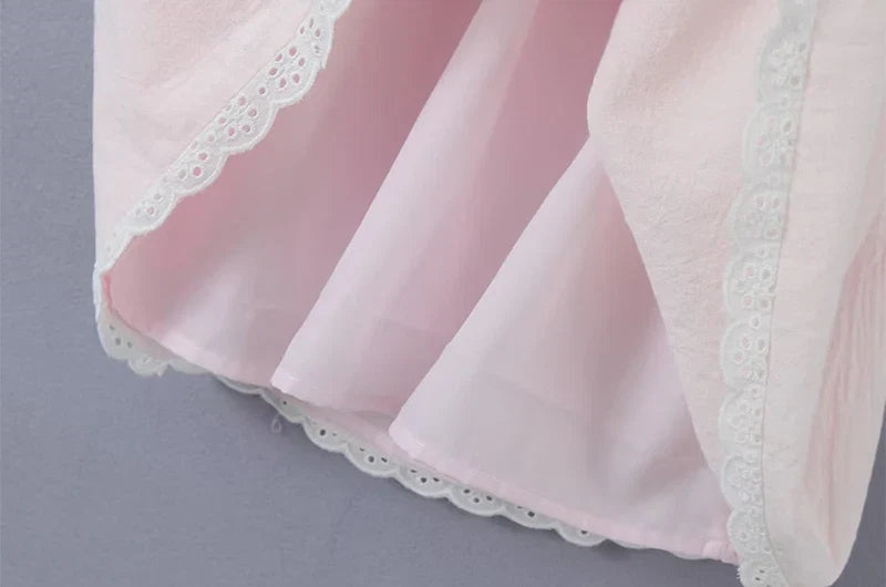 Chu Sau beauty 2023 Women New Summer Fashion Sweet Flower Chic Straped Mini Dress Sexy Slim Hollow Out Lace Super Short Dresses