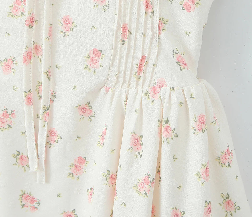 YENKYE Elegant Women Lace Patchwork Floral Print Sling Mini Dress Sleeveless Low Waist A-line Holiday Party Dresses Summer Robe