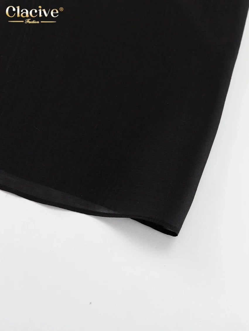 Clacive Fashion Loose Balck Women Skirt Casual High Waist Ankle Length Skirts Elegant Classic Mesh Spliced Skirt Female Clothing