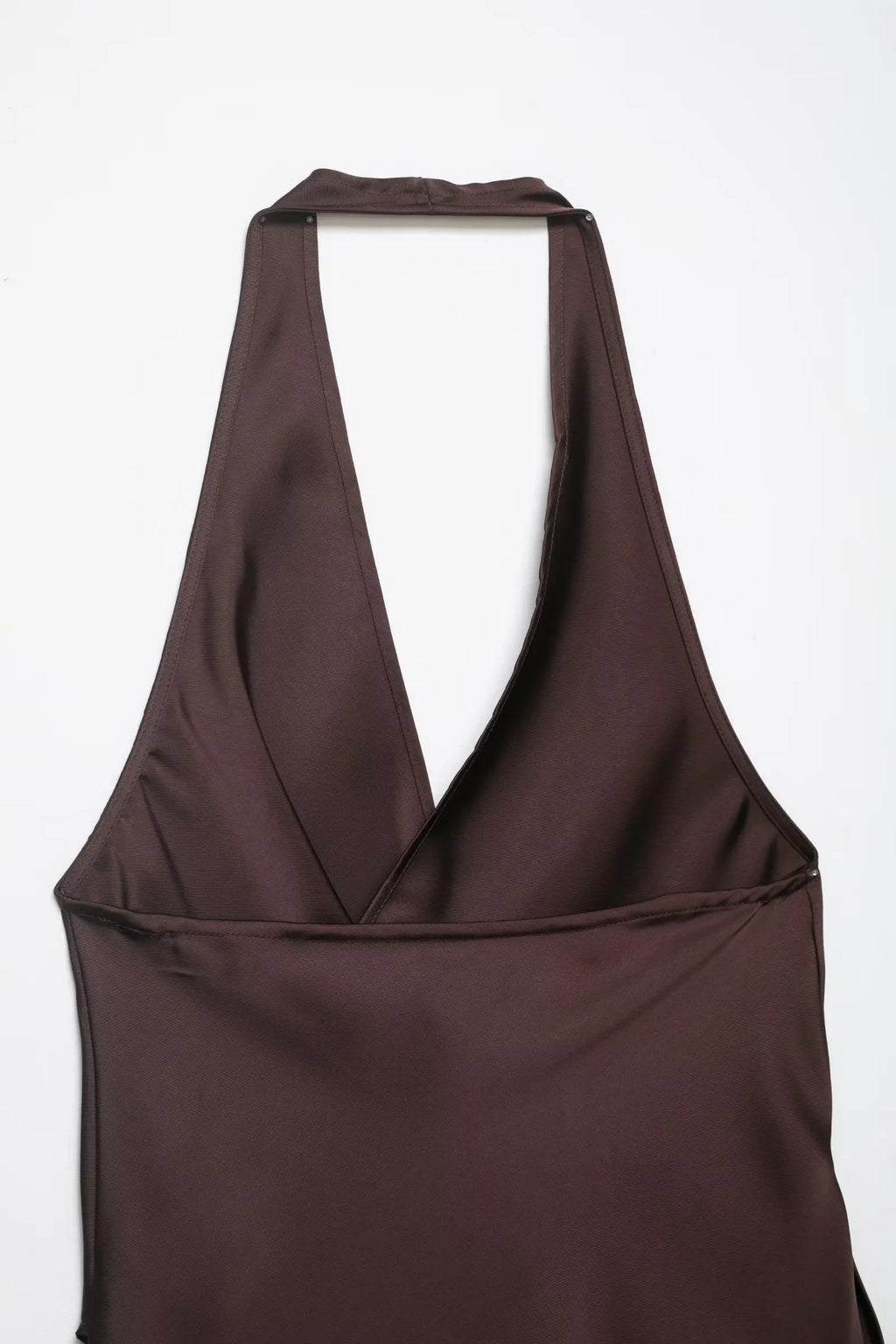 4 colors Sexy Ruched Cross Front Satin Halter Tank Top Women One Button Side Asymmetric Camisole Camis Crop Tee Brown Lavender