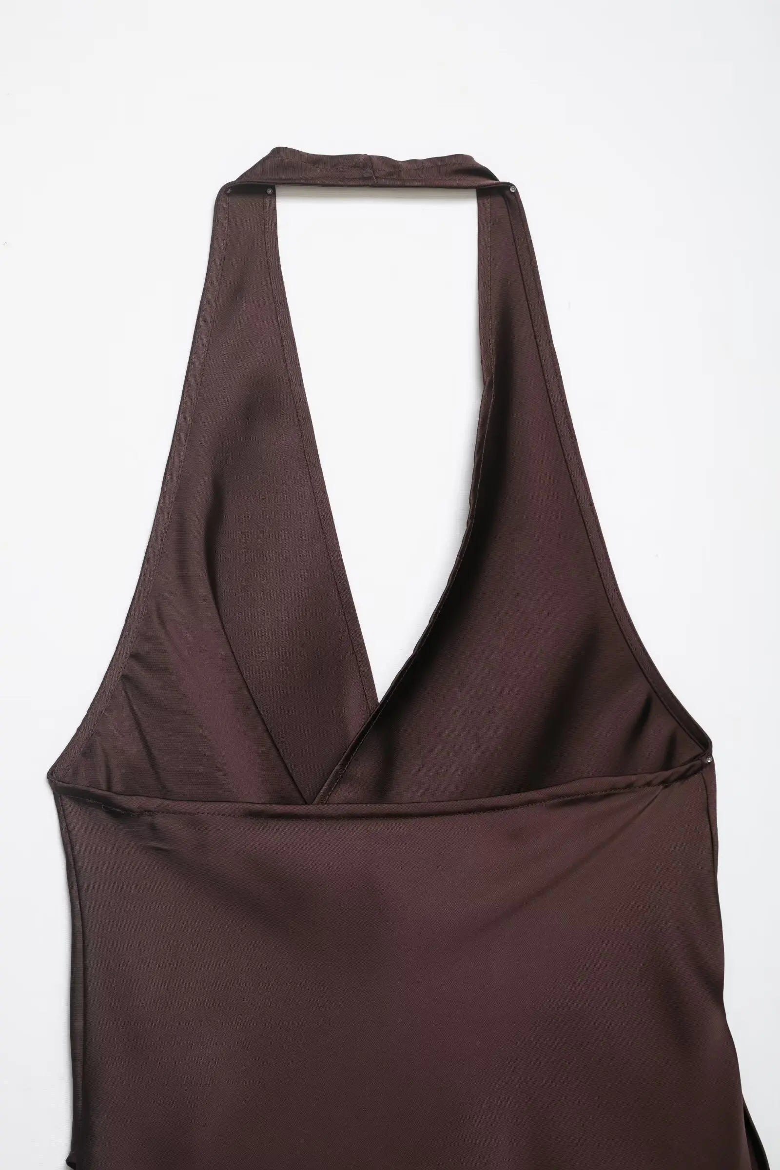 4 colors Sexy Ruched Cross Front Satin Halter Tank Top Women One Button Side Asymmetric Camisole Camis Crop Tee Brown Lavender