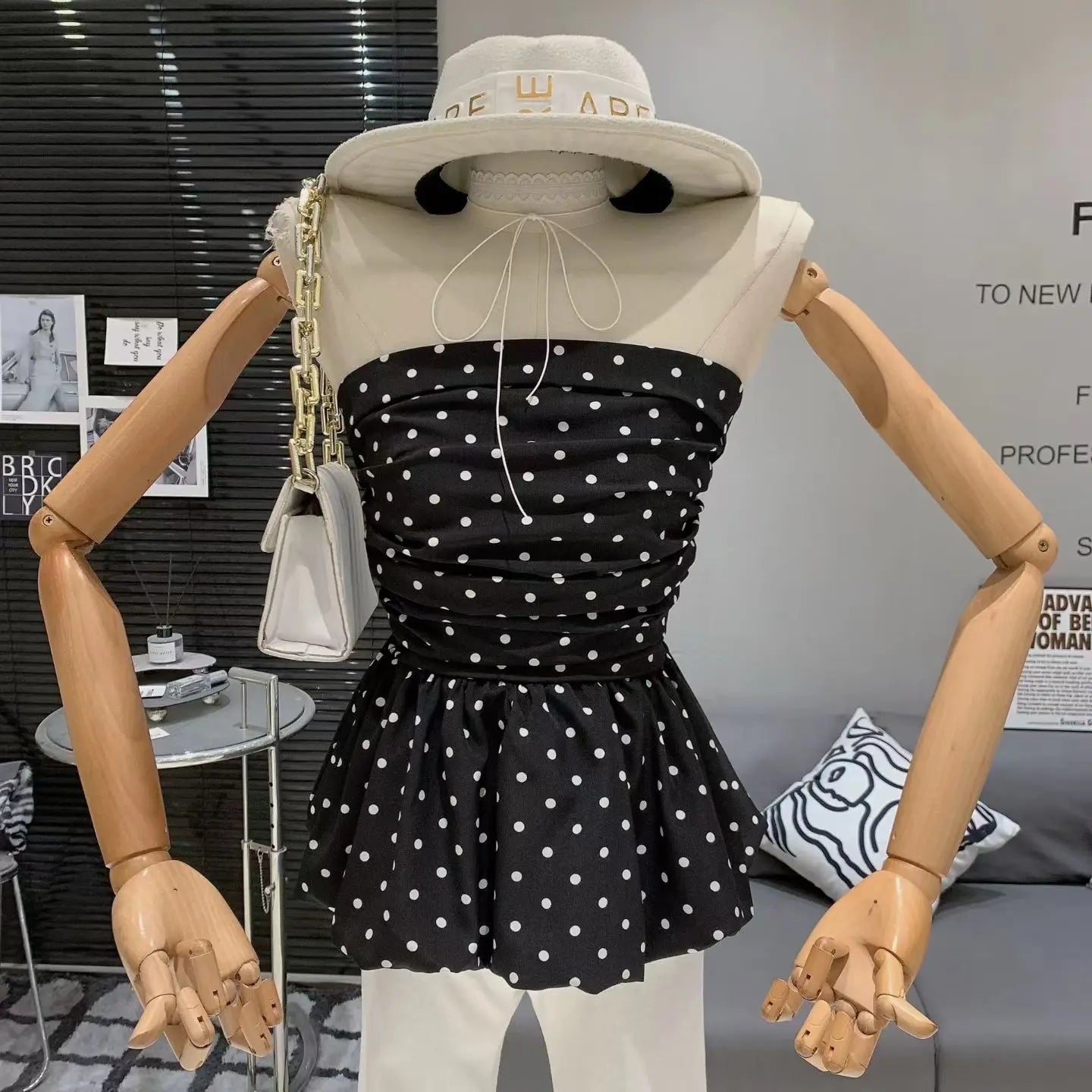Ruffle Peplum Tube Cami Top: Waist-Cinching Sleeveless Crop Top Korean Style Chic Summer 2025 Bandeau For Petite Girl