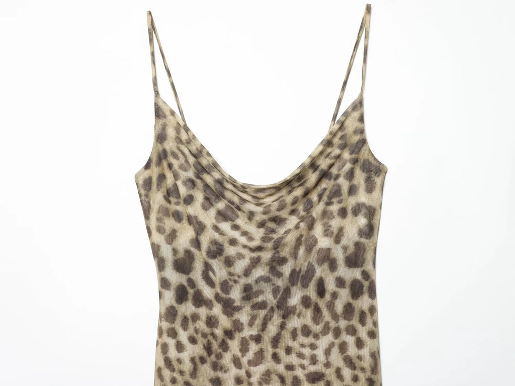 VANA LEOPARD MESH DRESS