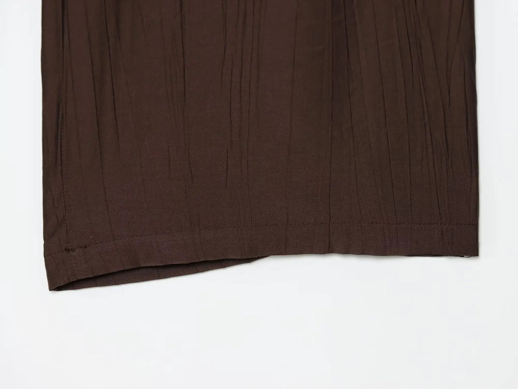 YENKYE Drawstring Elastic High Waist Brown Wide Leg Pants For Women Casual Loose Trousers pantalones de mujer